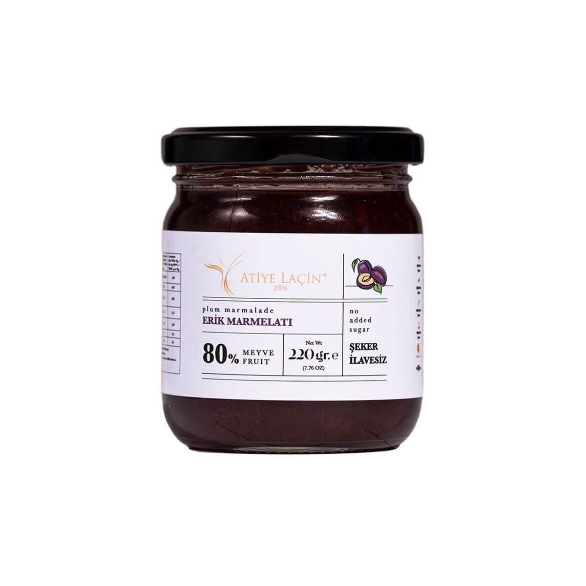 Atiye Laçin Erik Marmelatı 220gr Şekersiz