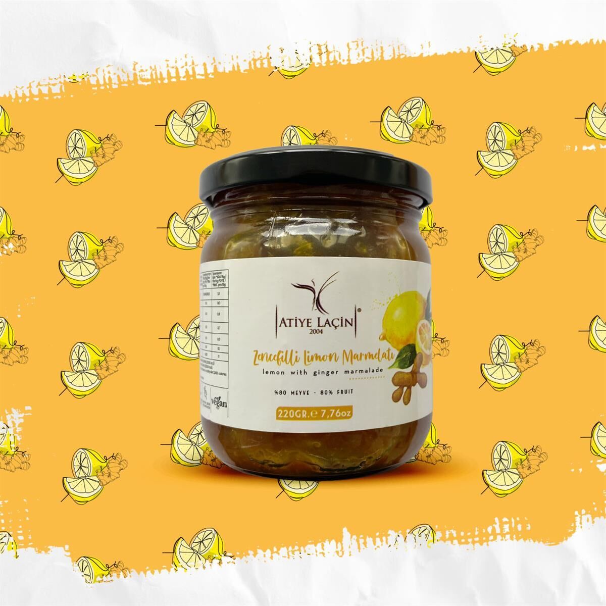 Atiye Laçin Zencefilli Limon Marmelatı 220gr