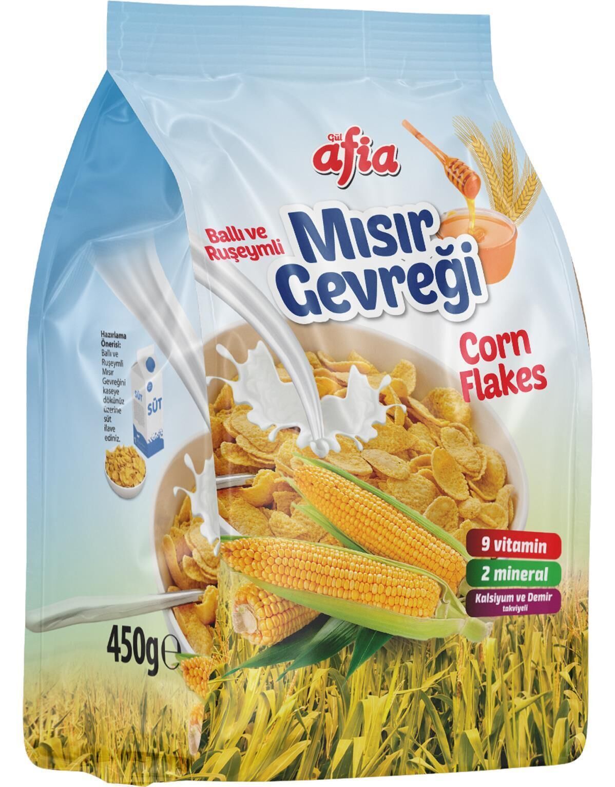 Afia Ballı Ruşeymli Mısır Gevreği 450 Gr