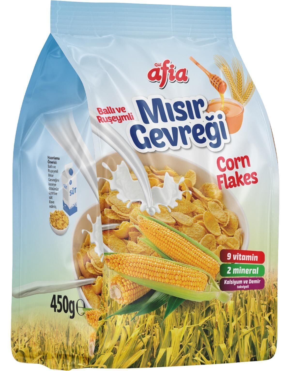 Afia Ballı Ruşeymli Mısır Gevreği 450 Gr