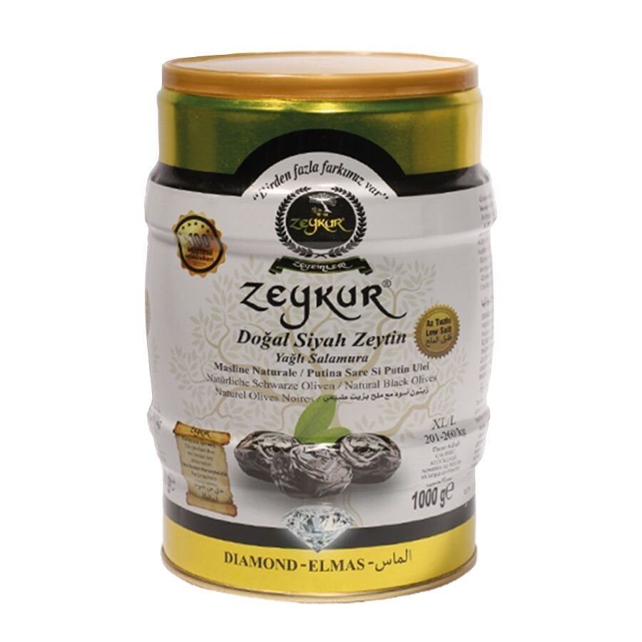 Zeykur Siyah Zeytin Elmas Yağlı Salamura 1Kg (201-260)
