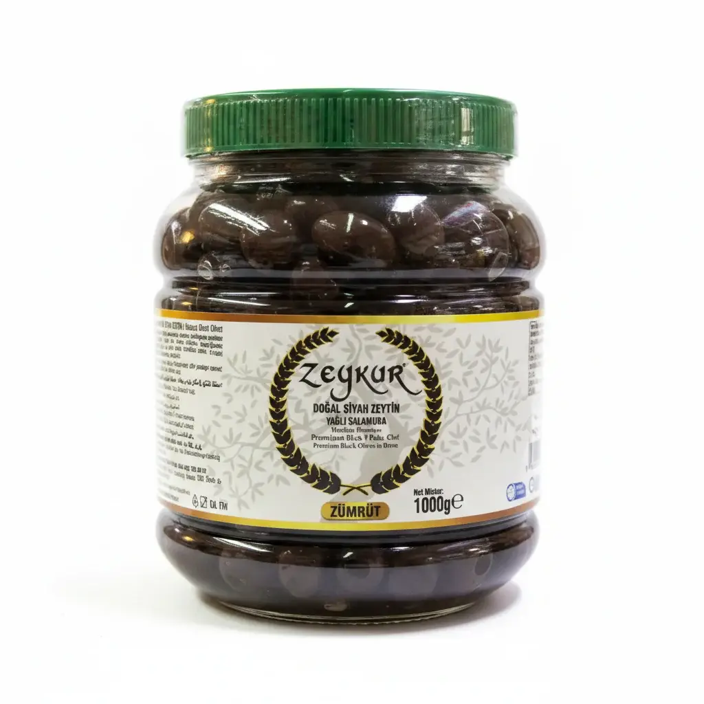 Zeykur Siyah Zeytin Zümrüt Yağlı Salamura 1 Kg (291-320)
