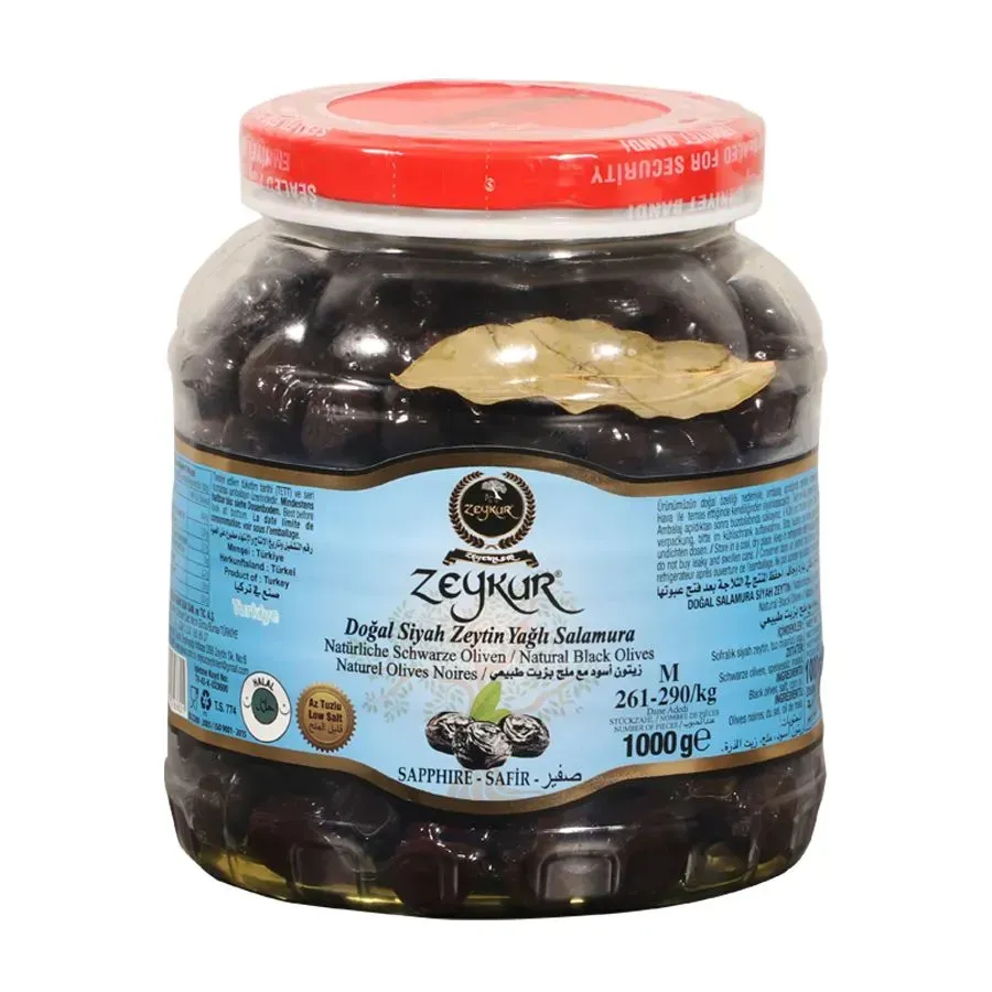 Zeykur Siyah Zeytin Safir Yağlı Salamura 1kg (261-290)