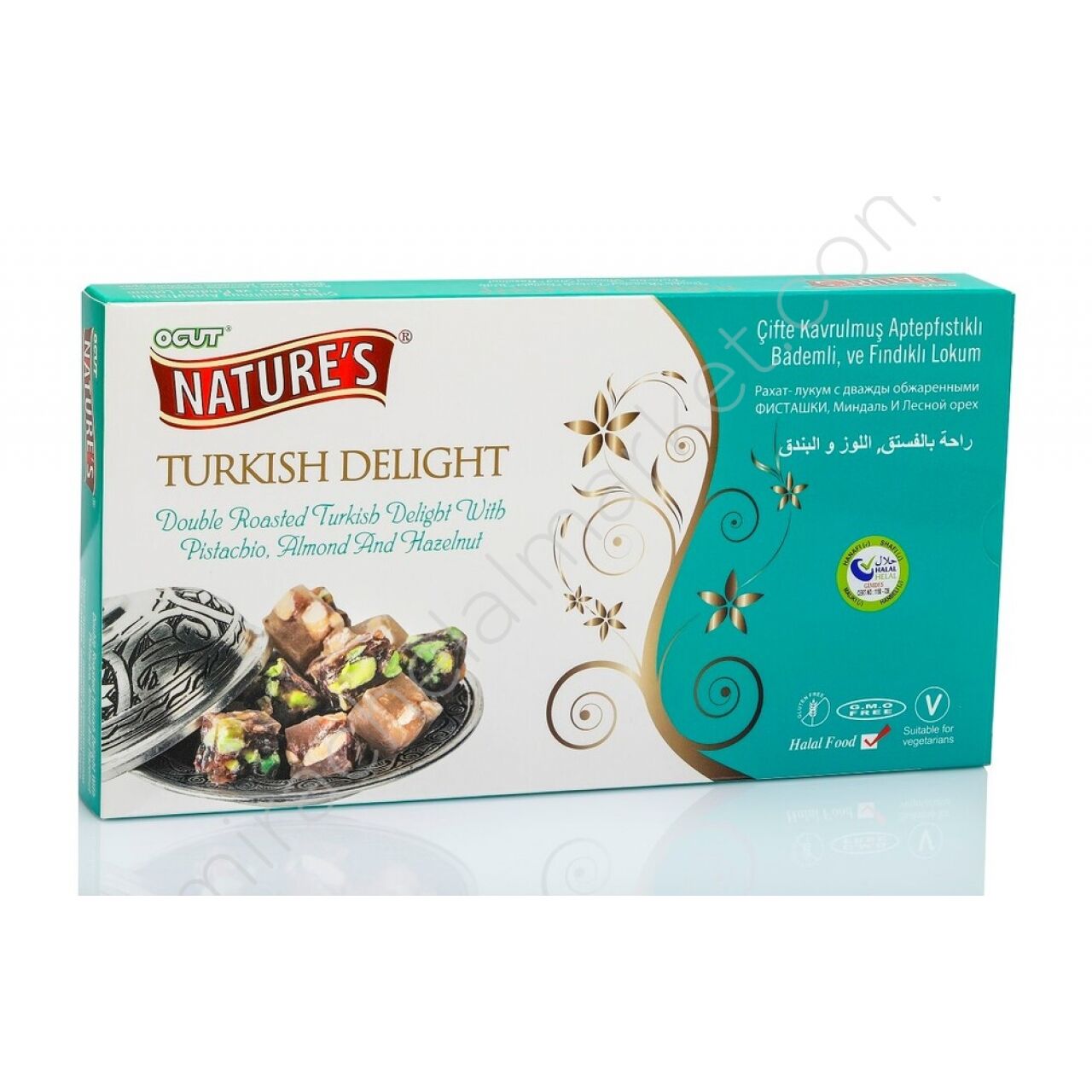 Öğüt Çifte Kavrulmuş Antepfıstıklı, Bademli ve Fındıklı Lokum 450gr