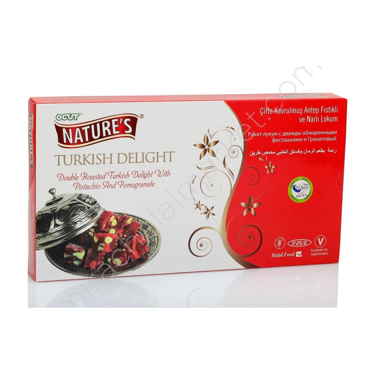 Öğüt Çifte Kavrulmuş Antep Fıstıklı ve Narlı Lokum 450gr