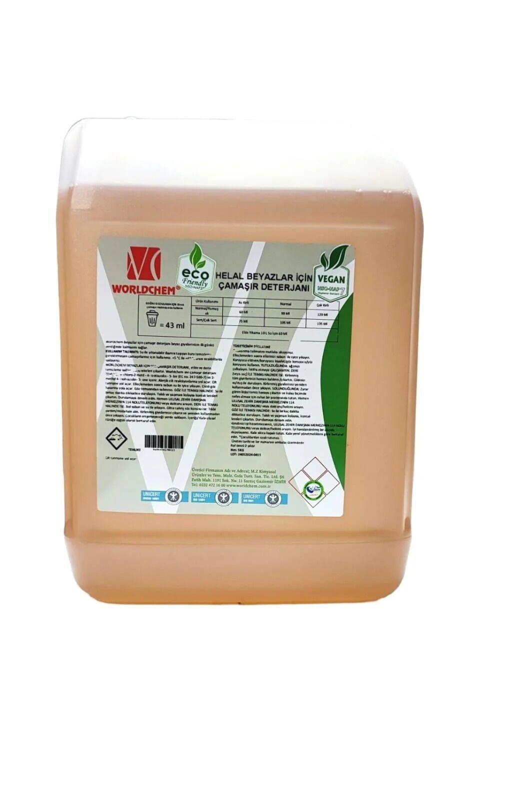 Worldchem Çamaşır Deterjanı Beyazlılar İçin 5lt