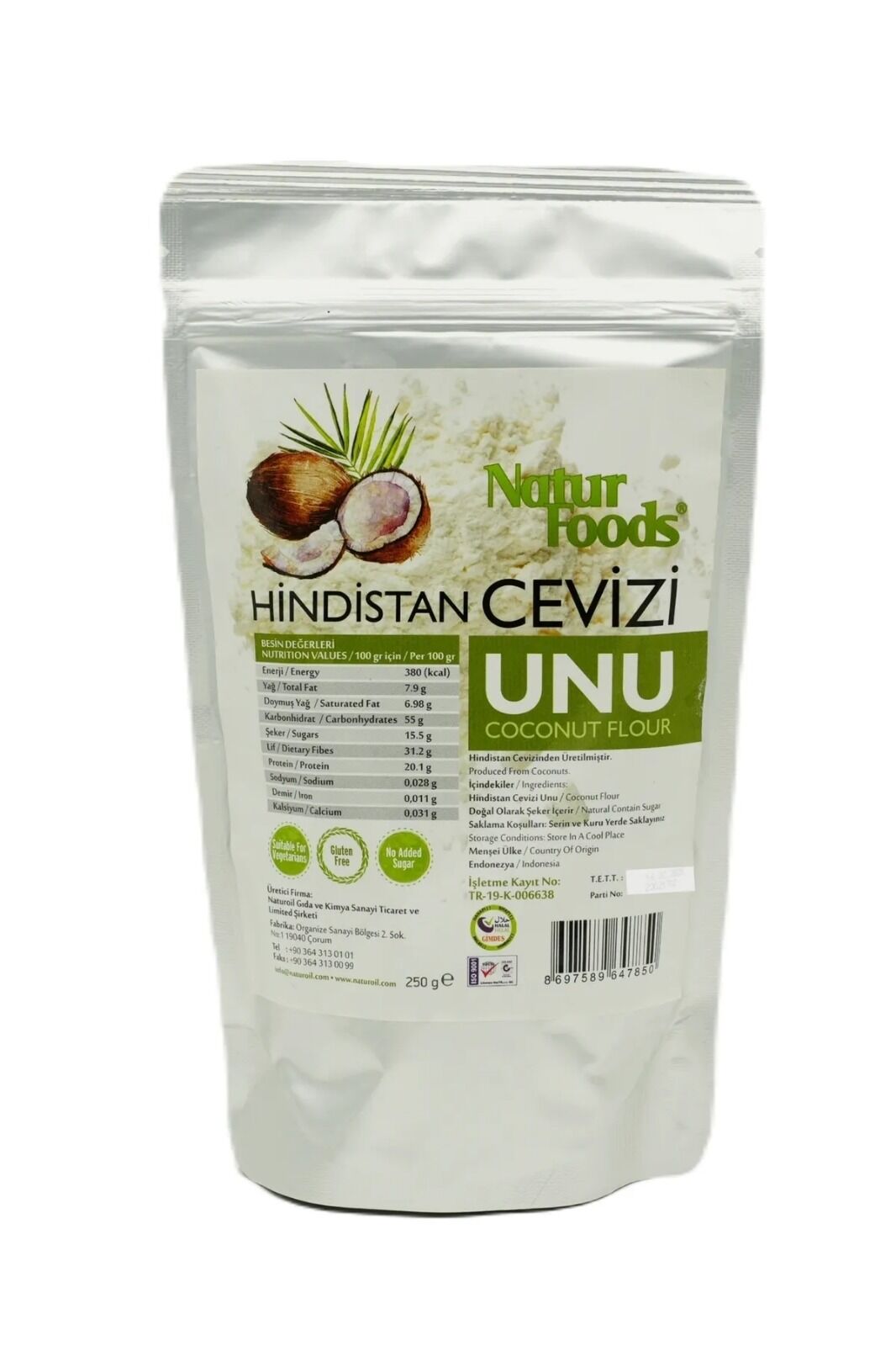 Natur Foods Hindistan Cevizi Unu 250gr