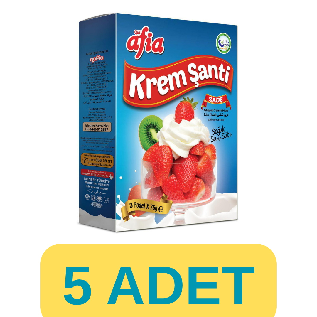 Afia Sade Krem Şanti (75gr x 3lü * 5 Kutu)