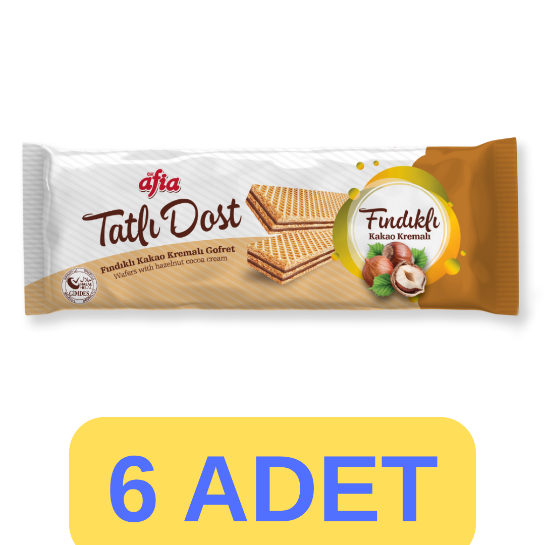 Afia Tatlı Dost Fındıklı Kakaolu Kremalı Gofret 140gr (5 alana 1 bedava)