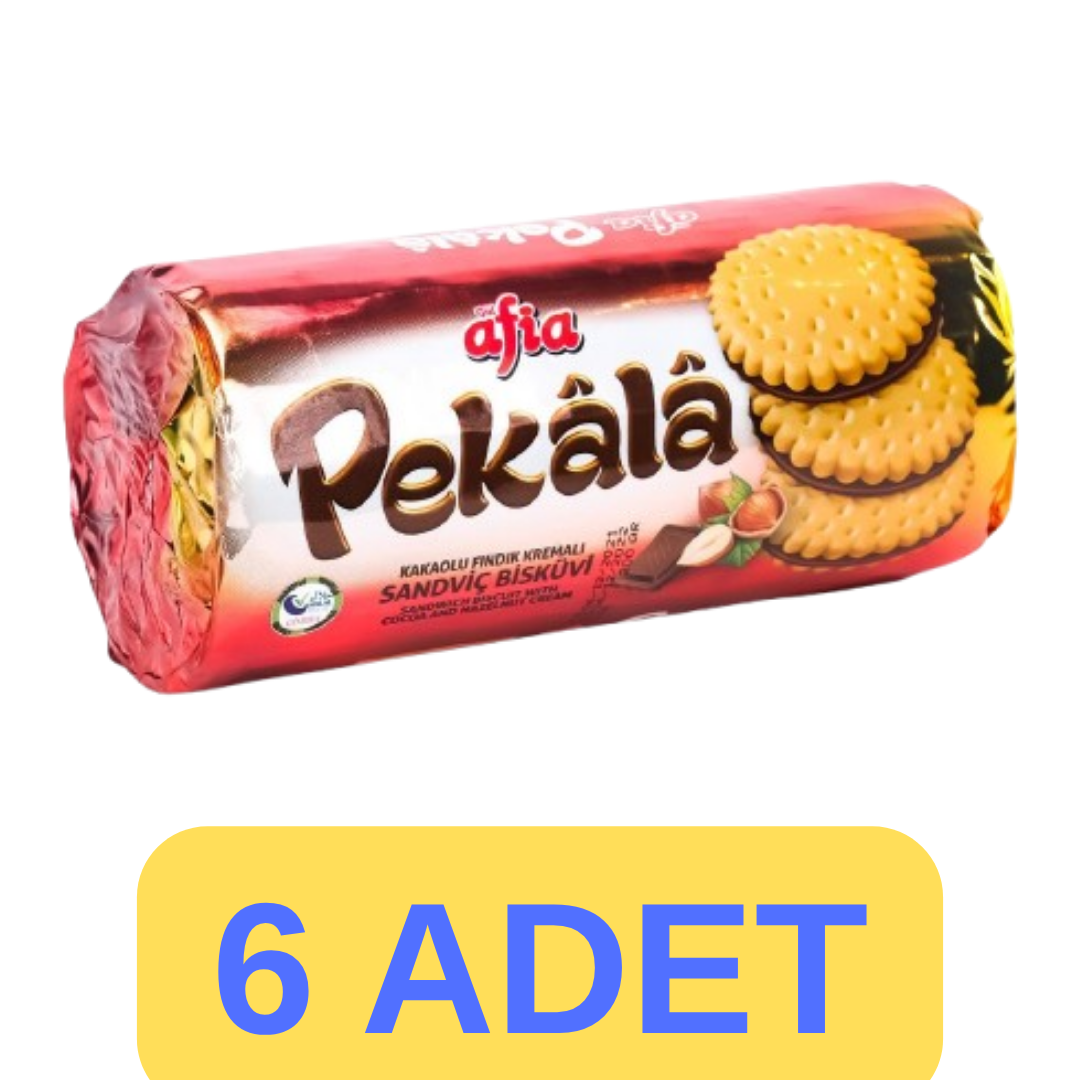 Afia Pekala Kakaolu Fındık Kremalı Sandviç Bisküvi (200gr*6 Adet)