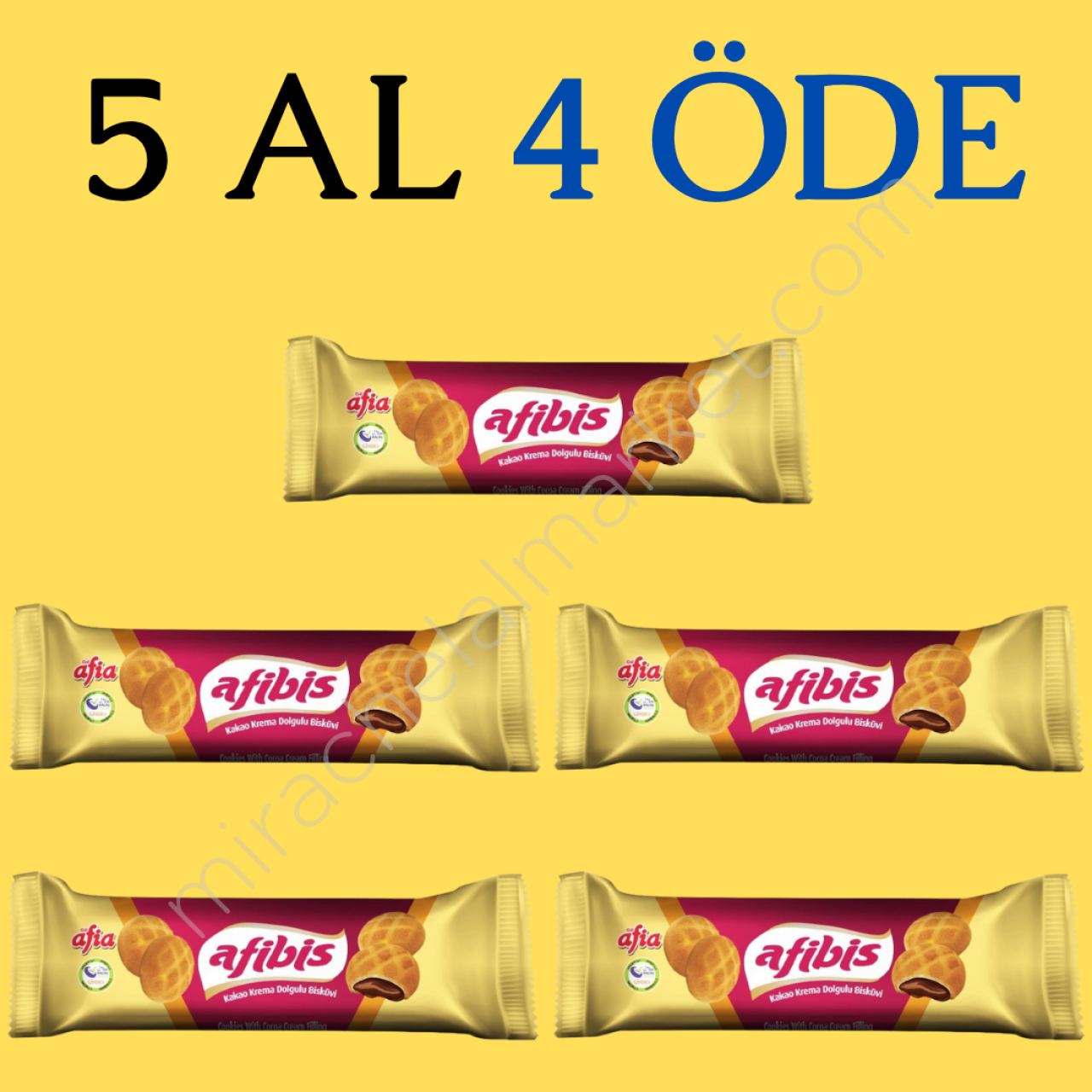Afibis Kakao Krema Dolgulu Bisküvi (75gr*5 Adet)