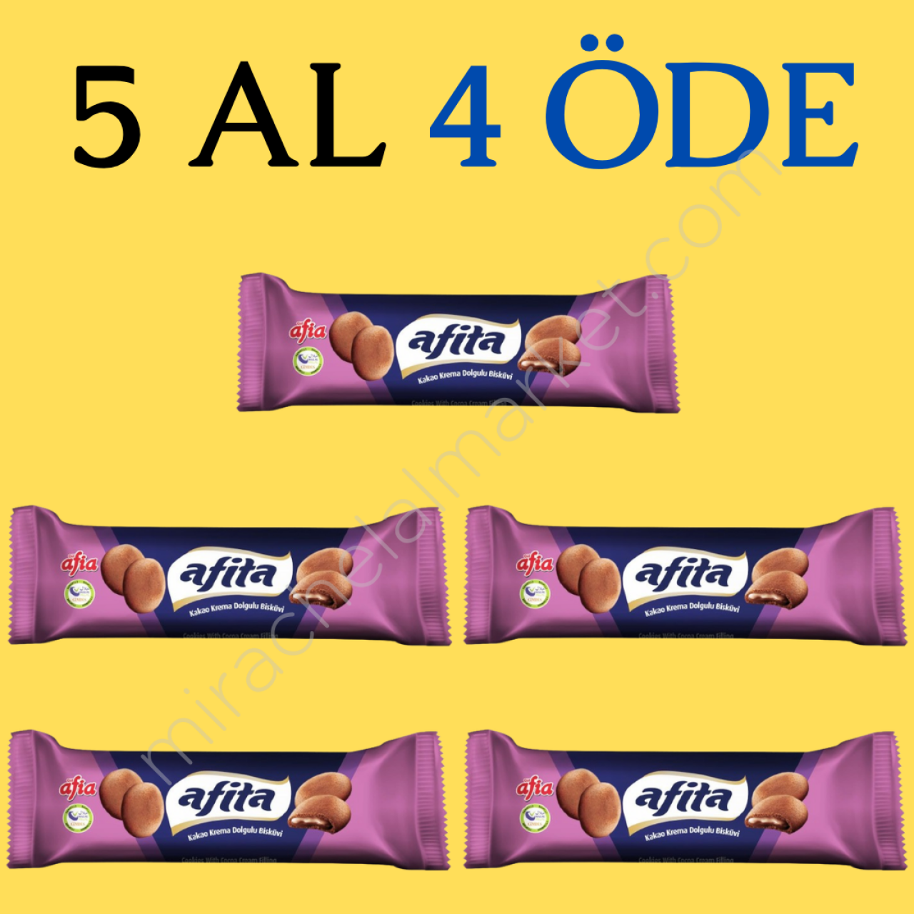 Afita Kakao Krema Dolgulu Bisküvi (75gr*5 Adet)