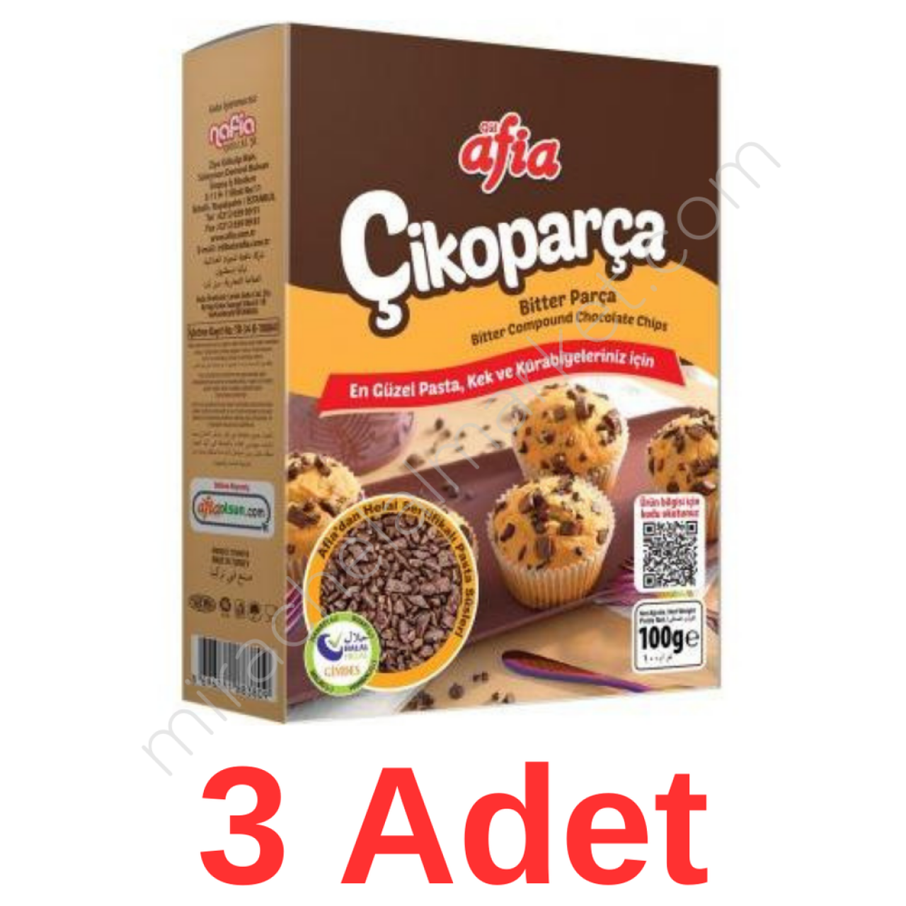 Afia Çikoparça Bitter Parça Çikolata (100 Gr * 3 Adet)