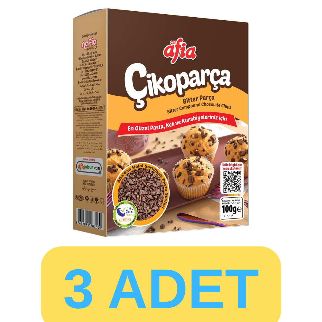 Afia Çikoparça Bitter Parça Çikolata (100 Gr * 3 Adet)