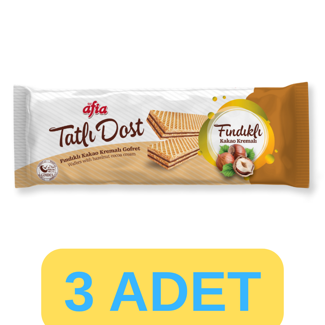 Afia Tatlı Dost Fındıklı Kakaolu Kremalı Gofret 3x140gr