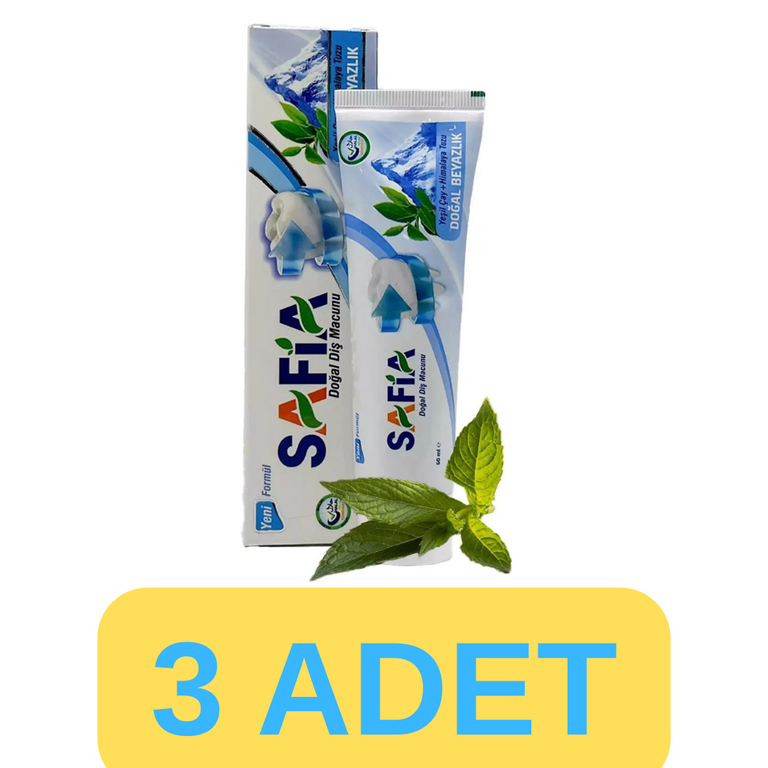 Safia Diş Macunu Yeşil Çay ve Himalaya Tuzu 3x60 ml