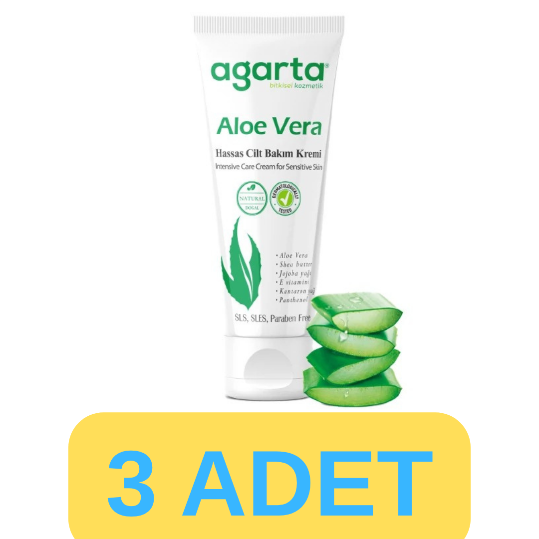 Agarta Doğal Aloe Vera Nemlendirici Cilt Kremi 3x75 ml
