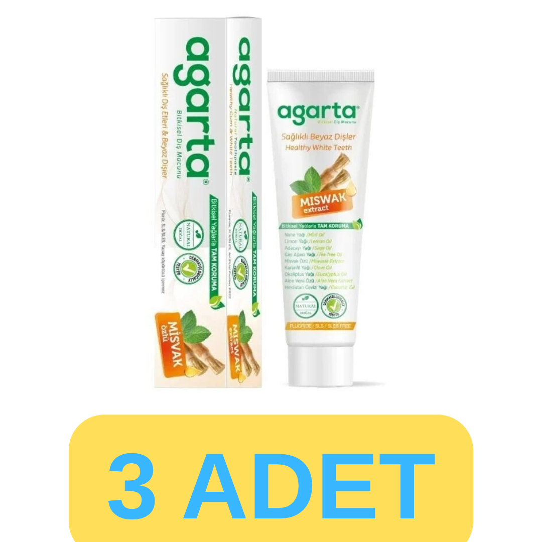 Agarta Doğal Misvak Özlü Diş Macunu 3x100ml