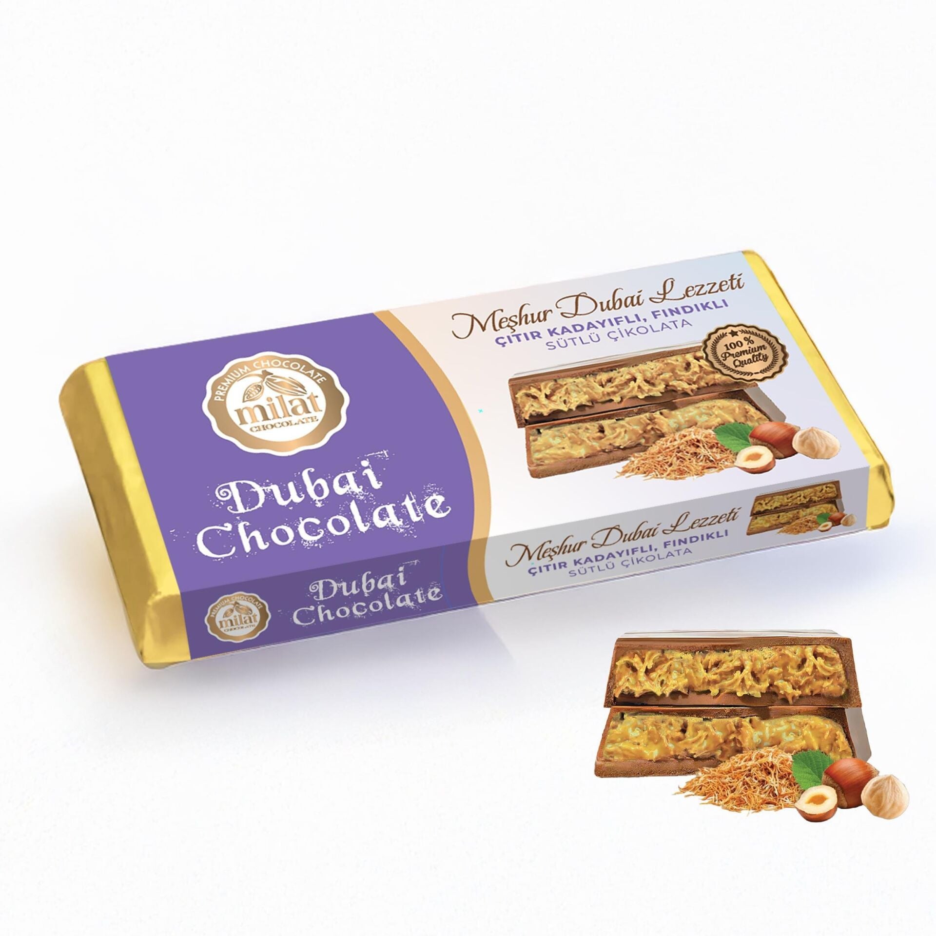 Milat Tel Kadayıflı Fındıklı Dubai Çikolatası 185 Gr