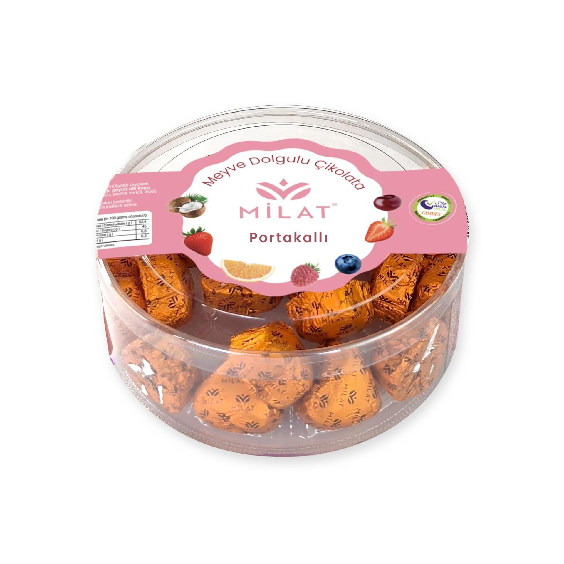 Milat Portakal Dolgulu Sütlü Kalp Çikolata 300 gr