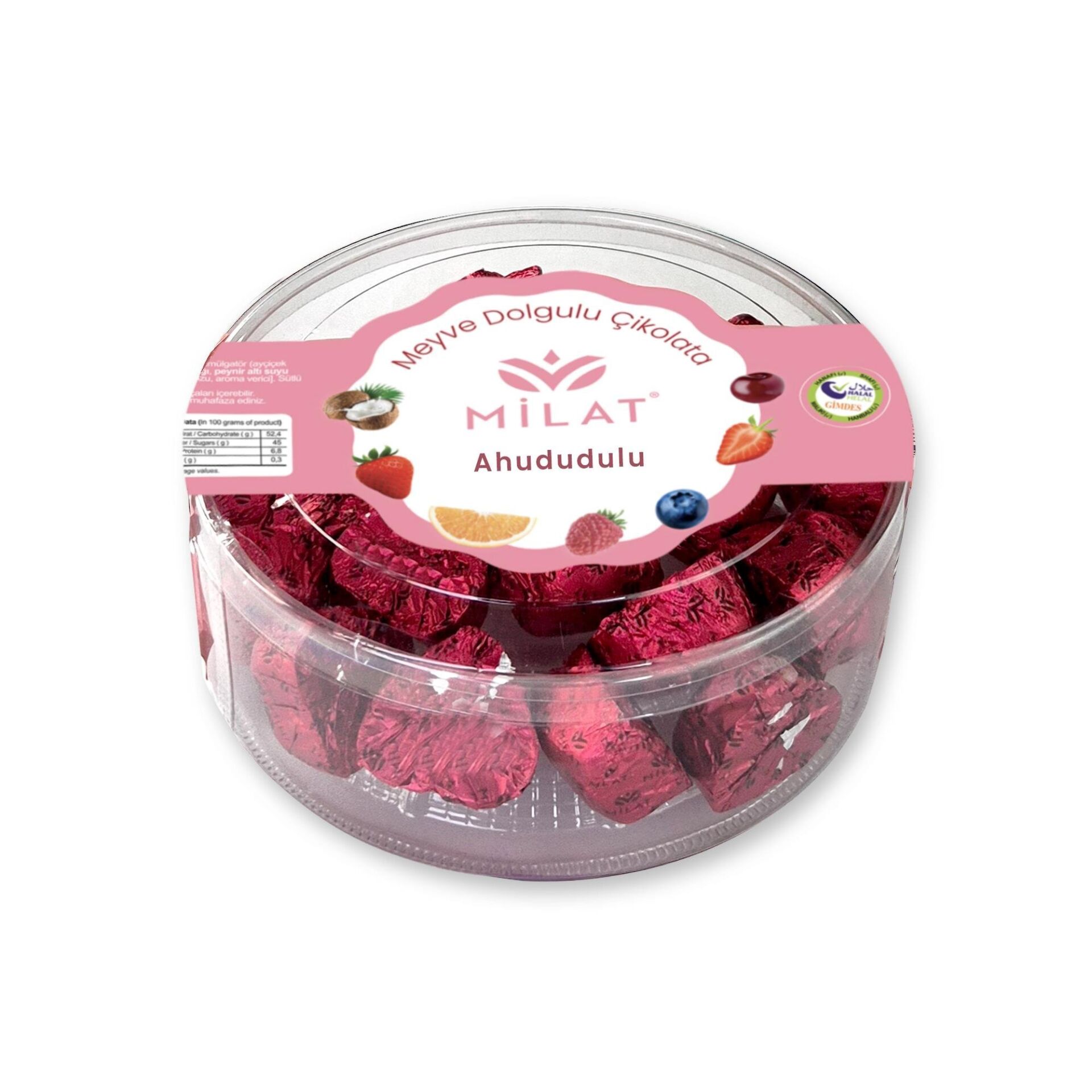 Milat Ahududu Dolgulu Sütlü Kalp Çikolata 300 gr