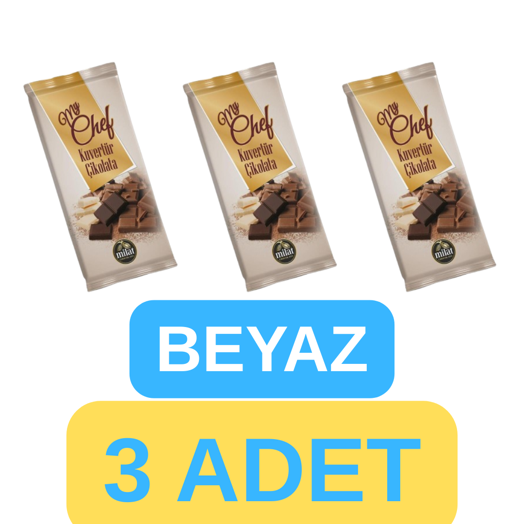 Milat MyChef Beyaz Kuvertür Çikolata 3X200gr