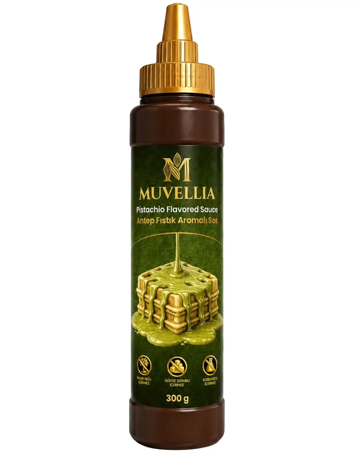 Muvellia Ekstra Waffle & Krep & Pankek Sos Antep Fıstık Aromalı 300 Gr