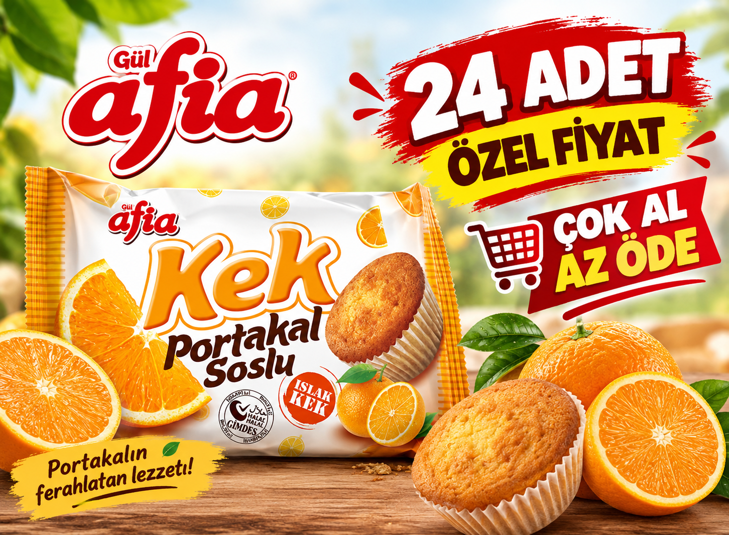 Afia Portakal Soslu Islak Kek 24x35 Gr